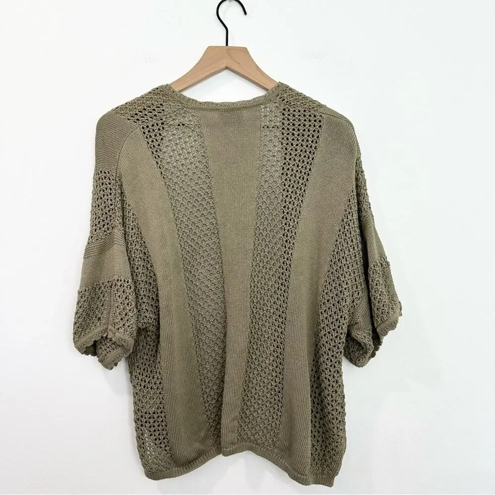 Wrap London Open Front Knit Cardigan Olive Green size 10 - Picture 2 of 6